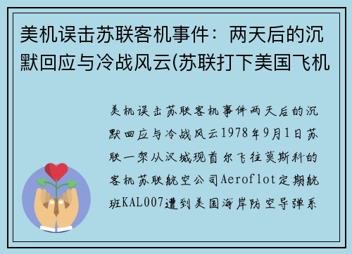 美机误击苏联客机事件：两天后的沉默回应与冷战风云(苏联打下美国飞机u2)